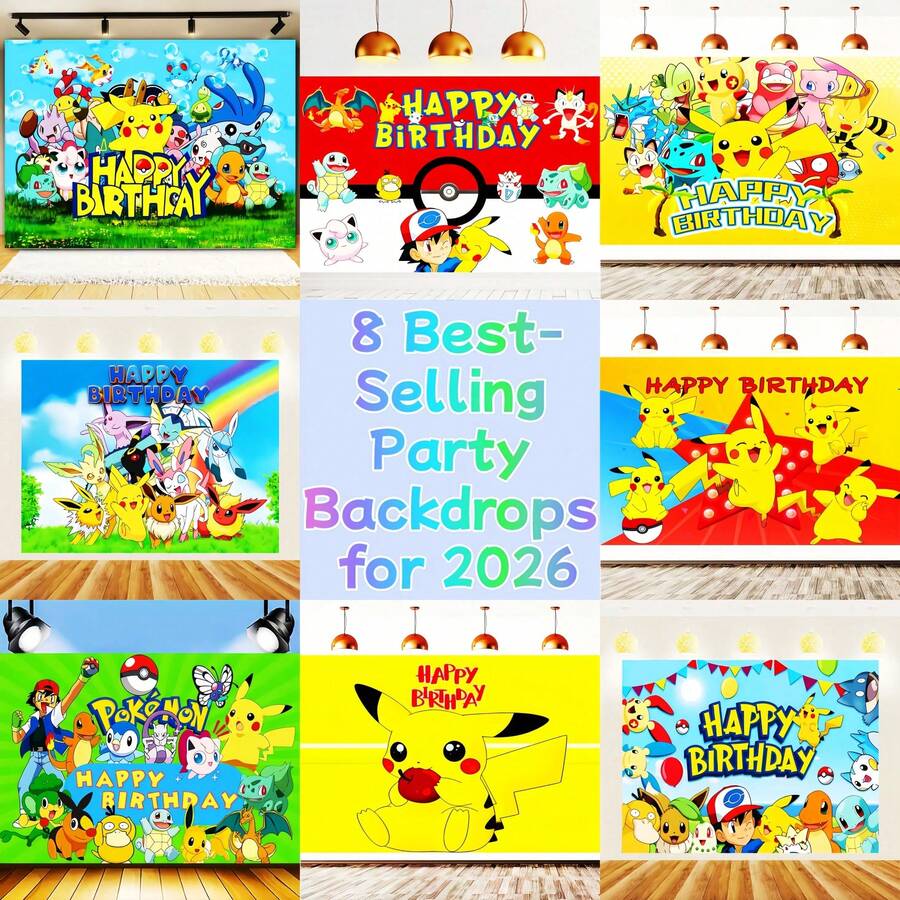 1pc/Set Cartoon Themed Birthday Party Supplies/Celebration Party Backdrop, Includes Party Supplies And Decorative Backdrop With Vibrant Cartoon/Anime Patterns - Multicolor - View 1