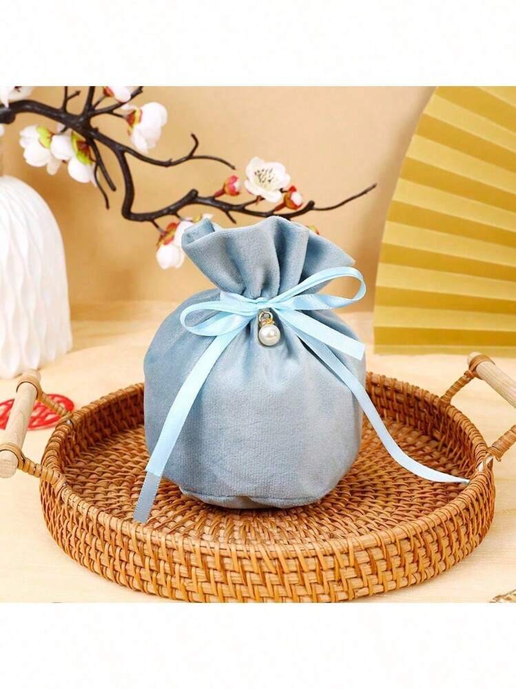 5个/10个装天鹅绒束口袋，带蝴蝶结，珍珠礼品袋，婚礼糖果袋，可重复使用的束口袋，适用于婚礼礼物、派对装饰、珠宝收纳、戒指、耳环、手镯、项链，适合生日、周年纪念、乔迁之喜等场合。 - 多色 - 查看 11