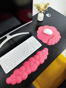 1 Set Cloud Mouse Pad With PU Leather Soft Surface Wrist Rest, Fashionable Minimalist Wrist Support For Office Keyboard Typing, Non-Slip Silicone Pad For Computer, Unisex - View 10