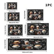 1pc Coffee Themed Blackboard Style Illustration Drying Mat, Absorbing And Draining Pad, Suitable For Dining Table And Cafe, Multipurpose Decor, Home Gift - XYLSD-250 - View 5