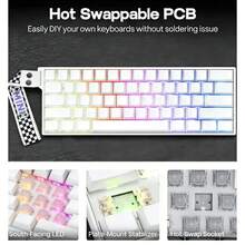 Mini60 HE PRO Mechanical Keyboard, 61 Keys Mini Layout, 3-Mode Wireless (Bluetooth/2.4GHz/Wired), Hot-Swappable Switches, RGB Backlit, Ultra-Low Latency, Suitable For PC/Laptop Gaming - View 11