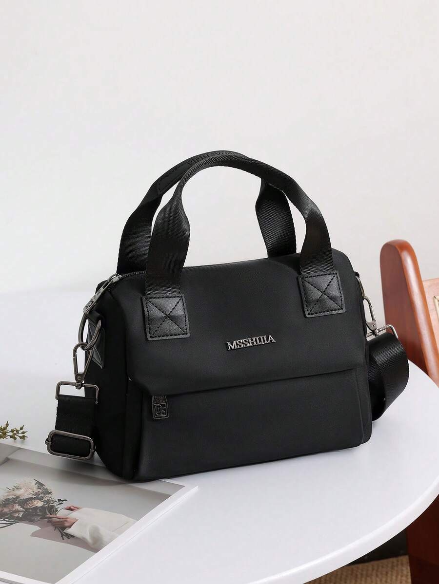 Casual Nylon Waist Bag, Lightweight Travel Shoulder Bag With Adjustable Strap, Zipper Closure And Polyester Lining - Multi-Pocket Fashion Crossbody Bag For Outdoor Use - Black - View 1