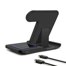 Portable Wireless Charger Stand Pad 3 In 1 Foldable Fast Charging Dock Station Multiple Devices Compatible With IWatch Ultra/SE/10/9/8/7/6/SE/5/4/3/2, Compatible With AirPods 4/3/2/Pro/Pro2, Compatible With IPhone17/Air/16/15/14/13 Pro/Pro Max/12/11/X/Xr/Xs/8 Plus - Black - View 11