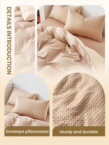Bộ chăn ga gối 2/3 món, vỏ chăn, vỏ gối mềm mại, ấm cúng cho phòng ngủ, thiết kế jacquard hình waffle trang nhã, thoáng khí, chống bụi và chống trượt, nhẹ và mềm mại như lụa, sử dụng được quanh năm, phù hợp với giường đơn/giường đôi/giường cỡ lớn, 1 vỏ chăn và 1/2 vỏ gối, quà tặng lễ hội hoàn hảo, có thể giặt máy, trang trí nhà cửa. - Lạc đà - Xem 5