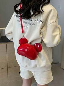 Fashion Spring/Summer Jelly Ear Design Cute Cartoon Mini Shoulder Crossbody Bag, Cell Phone Pouch, Coin Purse, Valentine's Day Gift - Burgundy - 查看 1