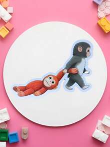 Adorable Punch Monkey Decal, Easy To Paste And Remove, Decal Stickers, Funny For Laptop, Room Decor - Multicolor - View 10