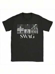 100% Cotton Short Sleeve Casual T-Shirt Y2k Men's T-Shirts Bieber SWAG 2025 Justin Album, Crew Neck Beach T-Shirts, Popular DIY T-Shirts For Men, T-Shirt, Casual Wear, Urban Fashion, Modern Design, Geometric Pattern. Effortless Styling, Showcase Your Unique Style Graphic Tee Men Gifts For Men T-Shirt Men's Father's Day Gift Summer Streetwear 4Y4B - màu đen - Xem 7