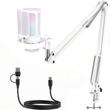 ZealSound RGB Gaming USB Microphone Kit, Professional Condenser Microphone With Boom Arm And A Pop Filter, Mute Button, Gain Control, Real-Time Monitoring, Compatible With Phones, PCs, Computers, Perfect For Streaming, Podcasting, Twitch, Discord, And Gamers - 查看 9