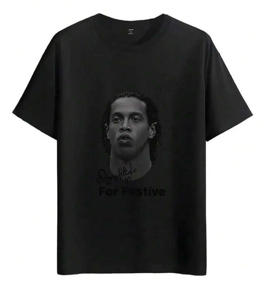 Camiseta Muscle Freaks Estilo Ronaldinho Jugador de Fútbol - Negro - Ver 1