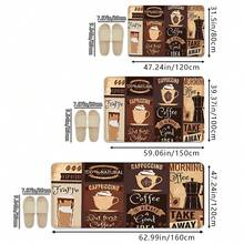 Coffee Print Pattern Mat Set, Polyester Non-Slip Rug, Suitable For Indoor/Outdoor Entrance, Kitchen, Laundry Room, Bathroom Floor Mat, Quick Dry - Multicolor - View 5