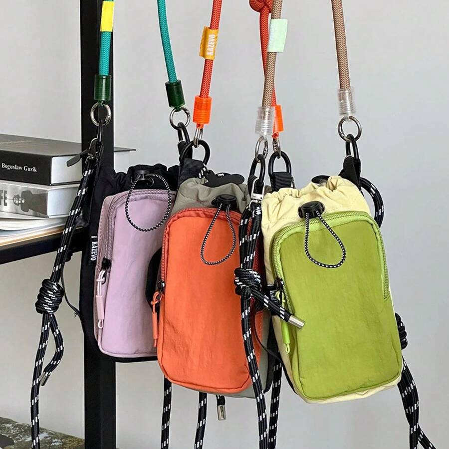 Casual Sport Lightweight Crossbody Bag Mobile Phone Bag Outdoor Bottle Bag Nylon Quick-Drying Adjustable Drawstring Bag - 01 - View 1