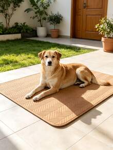 1pc Pet Sofa Cushion, Geometric Solid Color, Ultrasonic Reinforced, Scratch-Resistant, Anti-Slip Bottom, All-Season Use, Machine Washable, Suitable For Dogs And Cats - Coffee Brown - View 4