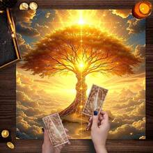 1 pezzo Telo da tavolo con motivo Albero della Vita misterioso per tarocchi, altare wicca, telo da tavolo fantastico con Albero della Vita per pad di tarocchi e oracoli - nero - Visualizzare 8