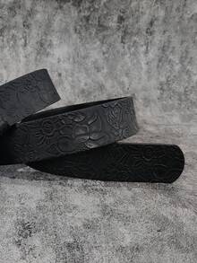 1 pezzo Cintura unisex vintage western in pelle PU con fibbia a forma di animale goffrata, moda versatile per jeans e gonne lunghe, adatta per tutte le stagioni - nero - Visualizzare 7