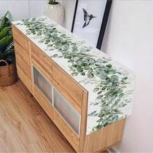 桉树叶绿色植物桌旗，季节性厨房餐桌装饰，农舍家居装饰，氛围桌布，节日桌面装饰，咖啡桌，茶几，餐桌桌旗家居装饰 - 綠色8 - 查看 3