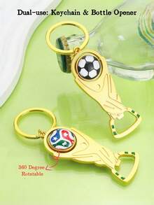 2pcs 2026 World Cup Multifunctional Bottle Opener Keychain, Customized High-Quality Souvenir For Football Fans, Rotatable Pendant - Yellow - View 11