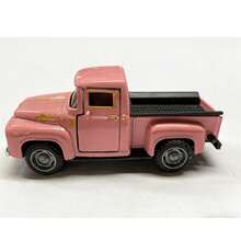 1 Peça Caminhonete de Metal Vintage Decorativa - Modelo de Carro Clássico Rosa e Vermelho com Acabamento, Portas Abertas, Adequado para Decoração Residencial e de Escritório, Coleção de Veículos de Brinquedo - Multicolorido - Visão 11