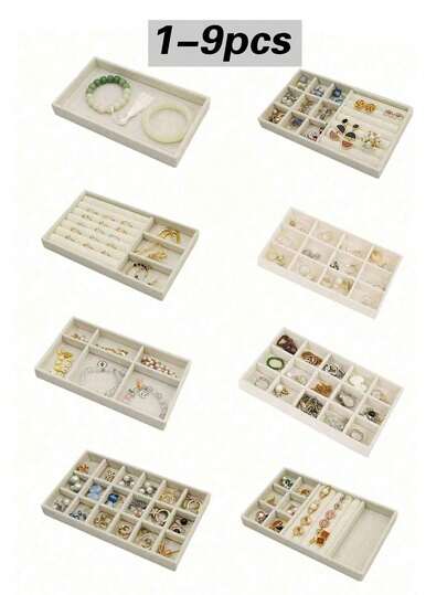 3/1pc Velvet Jewelry Storage Box Jewelry Display Tray Multi-Grid Jewelry Tray Jewelry Storage Box Jewelry Storage Tray Jewelry Box Dressing Table Tray Jewelry Plate Cosmetic Storage Tray Multi-Grid Necklace Storage Tray White Simple Compartment Jewelry Display Stand Suitable For Various Accessories Necklaces Rings Stud Earrings Earrings Necklaces Bracelets Bracelets Rubber Bands Hair Ties Hair Clips Hairpins Waist Chains Leg Chains Valentine's Day Gifts Home Storage