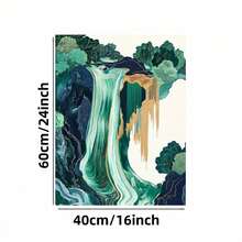 Framed [2D Flat] 1pc  Katsushika Hokusai Waterfall Canvas Art Print,  - Blue-Green Japanese Landscape Wall Decor For Living Room, Bedroom, Kitchen, Bathroom, Office, Or Cafe, Waterfall Wall Art - Tranh đóng khung - Xem 6