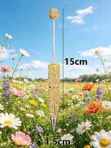 1/2/5/10 Pcs Sparkling Crystal Ballpoint Pens - DIY Beadable, Twistable, Medium Tip With Comfortable Grip - Colorful Gemstone Craft Set For Creative Jewelry Making - Multicolor - View 11