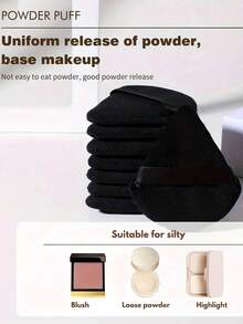 50/20/10/1pc Reusable Multi-Functional Triangle Makeup Sponge Applicator, Suitable For Liquid Foundation, Concealer, BB Cream, Sunscreen, Cushion Foundation, Blush Etc., Can Perfectly Replace Your Makeup Brushes, Hands-Free, Essential For Travel And Home Use - Black - View 2