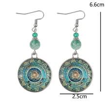 1 Đôi bông tai đá quý Mandala phong cách Bohemian, bông tai hạt cườm màu xanh lá cây cổ điển, kiểu dáng nghỉ dưỡng. - Nhiều màu - Xem 5