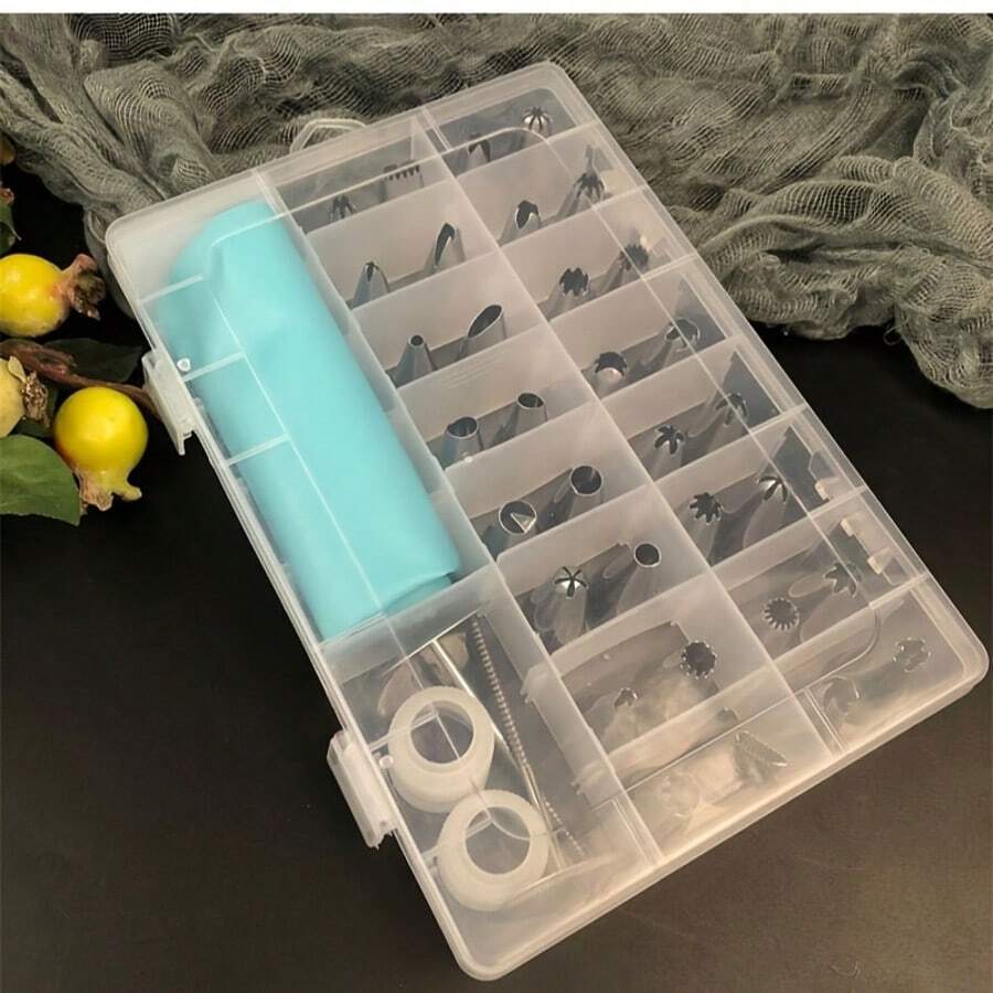 38件裝裱花嘴套組-32個裱花嘴+2個裱花釘+2個裱花袋+2個轉換器+透明收納盒 - 查看 1