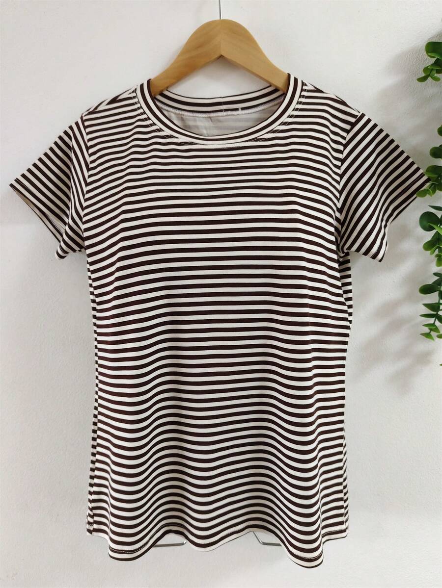Women's Lace Knit Blouse - 條紋棕 - 查看 1