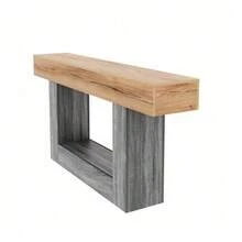 Two-Tone Wood-Effect Console Table, Ideal For An Entryway Or Living Room. Thick Top, Lower Storage Compartment, Made Of Particleboard. - 自然色 - 查看 10