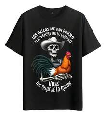 Muscle Freaks Rooster Skeleton Style T-Shirt Money - Black - View 1