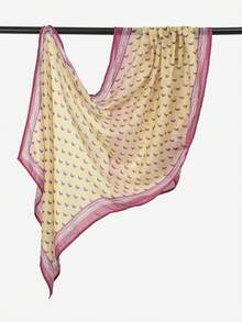 1pc Women's Moon Print Wide-Edged Headscarf, High-Quality Digital Printing Veil Headscarf, Contrast Color Wide-Edged Soft Breathable Wide-Edged Headscarf Shawl, Casual Street Style Daily Wear, Suitable For All Seasons To Match Dresses,Travel Essential,Beach Towel - Yellow - View 4