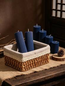 1 pieza Vela aromática azul profundo vintage, vela de pilar a rayas, diámetro de 1.97", múltiples tamaños disponibles - Adecuada para meditación e iluminación, aromaterapia, yoga, decoración del hogar, decoración de la sala de estar, decoración de lujo, artículos esenciales para el hogar, decoración festiva, regalo de cumpleaños - Azul oscuro - Ver 11
