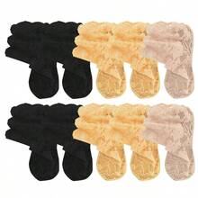 chuanwa(2) 1/5/10 Pasang Kaos Kaki Pendek Tipis Anti Selip Motif Bunga Plum Gaya Lolita Musim Semi/Panas dengan Renda Tak Terlihat - MultiWarna - View 18