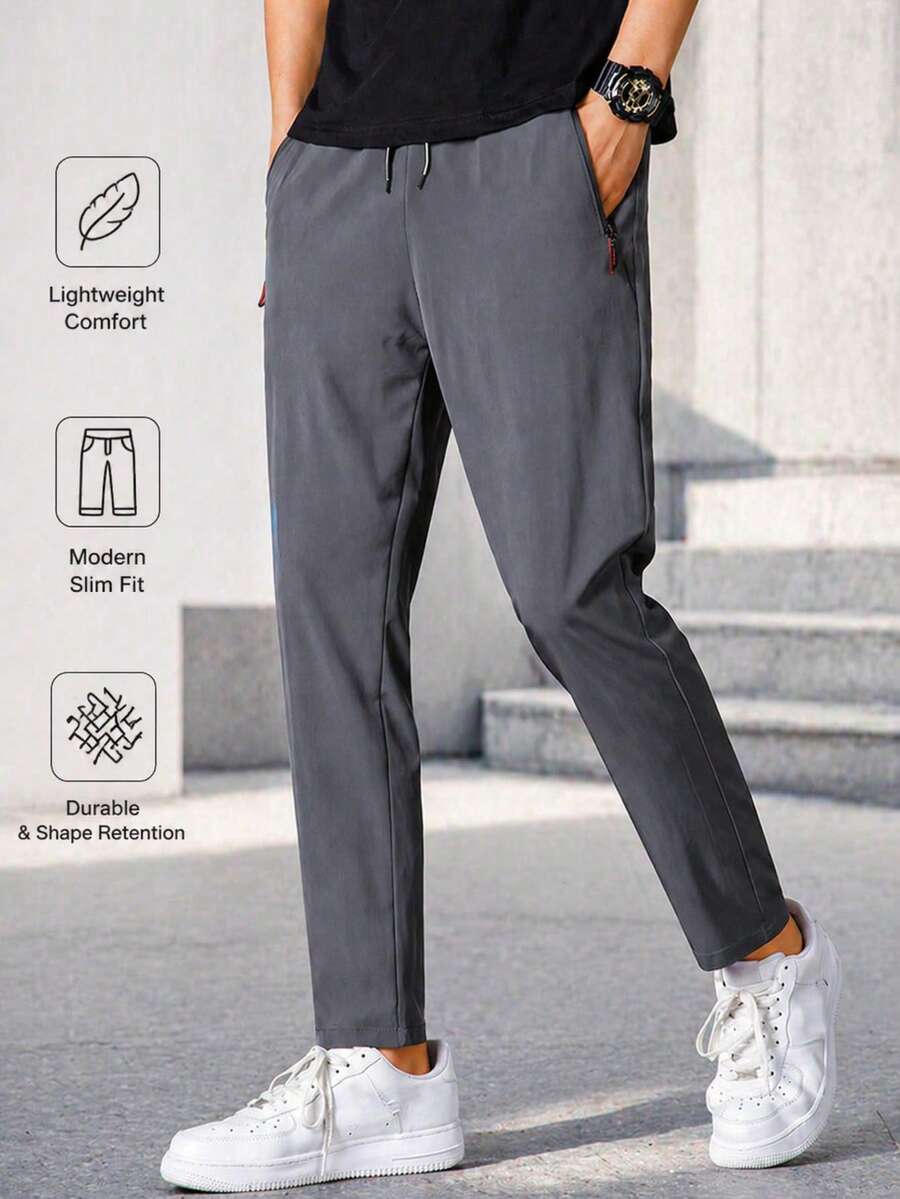 Men's Lightweight Breathable Athletic Hiking, Travel, Fishing Active Jogger Pants With Zipper Pockets Spring - Dark Grey - View 1