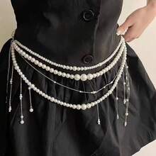 1pc Women's Faux Pearl Beaded Elegant Waist Belt - Waist Chain - View 6