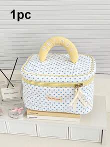 Personalized Custom 2026 New Lemon Polka Dot Makeup Bag Summer Fresh Stylish Versatile Large Capacity Handheld Travel Kit Niche Design Gift - Multicolor - View 10
