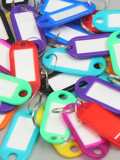 10/50pcs Key Chains With Tags And Keyrings, Multi-Color Options, Easy To Identify Keys - Fashionable & Elegant, Easy To Install, Includes Blank Tags, Suitable For Office Organization, Home Essential. Key Chains