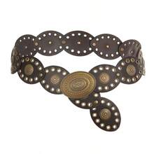 1 chiếc thắt lưng thời trang kiểu Bohemian bằng da PU rỗng, khóa tròn, dành cho nữ, thích hợp để đeo hàng ngày. - màu đen - Xem 2