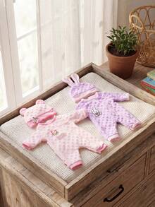 Đồ chơi búp bê em bé thực tế cao 16-18 inch, bộ áo liền quần hình thỏ tím và gấu hồng với họa tiết ong, thỏ và hoa, quà tặng sinh nhật/lễ hội, phù hợp cho trẻ em từ 3 tuổi trở lên (Không bao gồm búp bê) - Nhiều màu - Xem 11