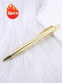 2pcs, Press Ballpoint Pen Electroplated Rose Gold Press Ballpoint Pen, Gold/Silver/Rose Gold Color Metal Press Ballpoint Pen, Smooth Writing, 1mm Medium Nib, Suitable For Wedding, Business, Office Supplies, Students, Teachers, Men, Women, As A Back-To-School Gift - Metal Pen Barrel - View 9