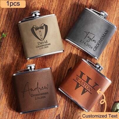 One Personalized Men's Flask, Best Man's Flask, Best Man's Gift, Personalized Leather Flask, A Gift For Husband/Father, A Creative Gift For Men, Reusable, Exquisite, Stylish, Vintage, Customizable, Personalized, An Ideal Gift For Him/Her, A Gift For Boyfriend/Girlfriend, A Gift For Dad/Mom, Family/Friends, Anniversaries, Valentine's Day, Birthdays, Father's Day, Graduation Ceremonies, Weddings, Housewarming Celebrations. Suitable For Living Room, Bedroom, Office, Tea Room, Home, Bathroom, Dining Room, Etc. Customized Flask, Easy And Comfortable.