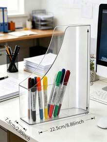 1/4pcs Clear Acrylic Kids Book File Organizer, Desktop Magazine Storage Holder, Nursery Desk Rack For Baby Picture Books Building Blocks Toys - Multicolor - View 4