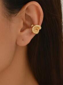 1 pièce Boucles d'oreilles clip-on pour femmes, thème océanique d'été. Motifs de vie marine : étoile de mer, coquillage, faux perle, poulpe. Convient pour la plage, les voyages, les fêtes, les accessoires de bijoux de vacances - Or jaune - Voir 10