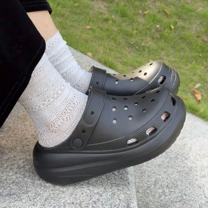 Crocs Hollow Out Clogs Crush Clog, 5.2cm Casual Clogs, Unisex Model 207521-001 Black - 207521-001 Black - View 1
