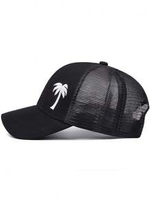 1pc Hat For Men Palm Tree Embroidered Mesh Back Trucker Hat | Summer Breathable Baseball Cap For Men,Beach,Holiday - Multicolored - View 4