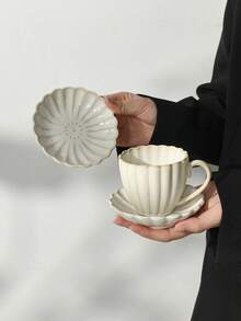 1 Set Vintage Crackle Glaze Ceramic Mini Coffee Cup & Saucer Set, Adorable Floral Embossed Cup & Plate, Suitable For Afternoon Tea, Latte, Breakfast Milk Cup, Dessert Plate, Drinking Cup Back To School - Multicolor - View 13