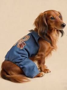 1 bộ quần áo cho thú cưng, trang phục cho chó/mèo, quần dài chữ cái hình gấu dễ thương thoải mái cho chó nhỏ/chó con. - Màu xanh lam - Xem 2