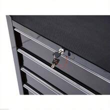 HOMCOM 5-Drawer Black Metal Tool Storage Cabinet With Wheels, Lockable Handle & 2 Keys – Mobile Workshop Organizer For Home And Garage DIY Projects, Tool Organizer Storage - Black - View 5