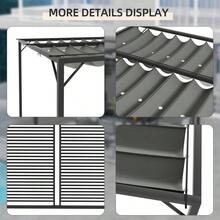 3 X 2.8m Metal Pergola With Retractable Fabric Roof, Grey, Outdoor Patio Garden Shade Shelter, Weather Resistant Backyard Canopy - Grey - View 5