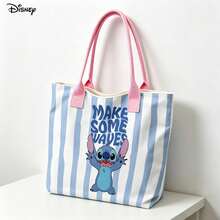 Túi xách tay và đeo vai đựng laptop Disney Stripe, túi đeo vai in hình Disney Stitch "Make Some Waves" để sử dụng hàng ngày. - trắng - Xem 2